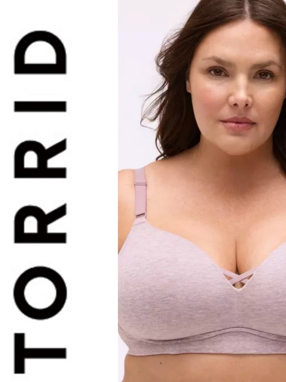 TORRID Wire-Free Push-Up Cotton Heather Bra Toadstool True Heather Size 40C